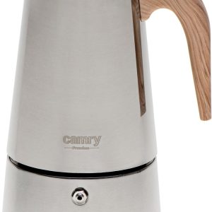 Camry CR 4424 RVS Moka Pot - 9 Kops Espresso Percolator - Geschikt voor Inductie, Gas, Keramisch & Halogeen - 450ml - Veiligheidsventiel - Vaatwasserbestendig