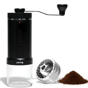 Ceving mega koffiemolen - 60 gram capaciteit - 40 externe maalstanden - 0.05 mm precisie - conische RVS maalschijven - perfect voor meerdere kopjes baristakwaliteit koffie