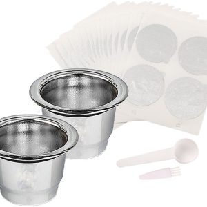JeiibrZui Herbruikbare Koffiecups - Universeel Compatibel - Geschikt Voor Nespresso, Xiaomi Xinxiang & Nes-serie Machines - 2 Stuks - Zilver