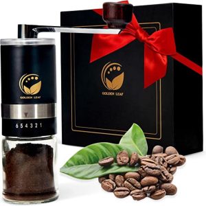 Koffie Grinder - Handkoffiemolen van Roestvrij Staal - Koffiemolen Handmatig met Keramische Maalwerk en Traploze Maalgraad Instelling - Travel Coffee Grinder Manual - Espresso Koffiemolen Hand