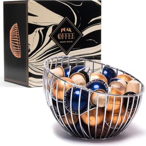 Peak Coffee Capsulehouder - Geschikt voor alle capsules zoals Nespresso, Vertuo en Dolce Gusto - Cuphouder - Capsulehouders Koffiecups - Chrome - 15x20CM