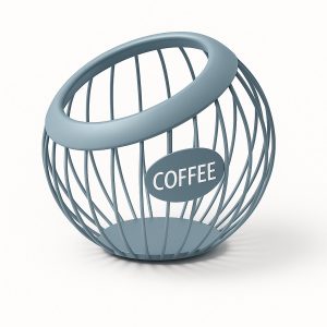 Adore Maison Barista Koffiecup Houder Blauw- Voor 40 Koffiepads - Metaal - Ø20 cm - 18,5 cm Hoog