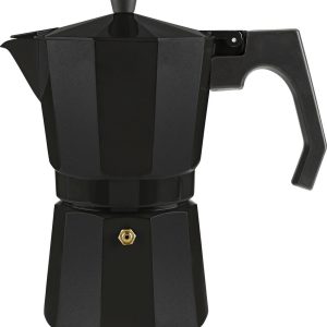 Ernesto Espressomaker - Zwart - Bruikbaar volume: ca. 330 ml - Capaciteit: 9 kopjes - Materiaal: aluminium - Voor de bereiding van sterke, aromatische espresso - Duurzame siliconen afdichting - Geschikt voor alle soorten fornuizen behalve inductie