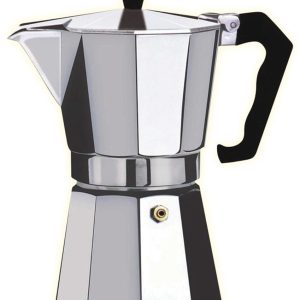 Floria Moka Pot Percolator 3-kops - Espressopot aluminium - 3 cups - Voor gas & elektrisch fornuis - Zilver