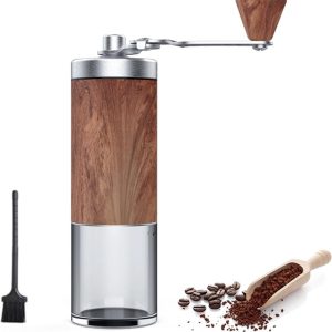 Handmatige koffiemolen - Draagbare koffiemolen - koffiemolen - koffiemolen handmatig - Koffiebonenmolen - Handmatige bonenmolen - Roestvrij staal - Bruin