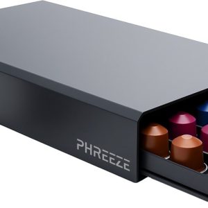 Phreeze - Capsulehouder - Geschikt voor Nespresso Capsules - Koffiecups Houder - 50 Cups - Cuphouder - Met Lade - Zwart