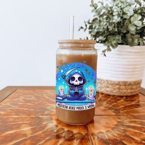 Creasowl® Meditating Glazen Drinkbeker met Glazen Rietje en Deksel - Bubble Tea - Koffiebeker - Koffieglas - Koffie glas - 500ml ijskoffie beker - Koffie beker - Mason Jar - Boba - Theebeker - Thee beker - Glazen Drinkbeker - Ijskoffie glas