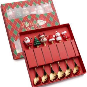 House of Husk Kerst Theelepels Set - Theelepeltjes - Koffielepels - Koffielepeltjes - RVS - 15cm - 6 Stuks - Goud