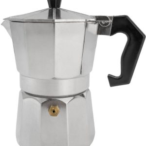 Intirilife Espressomaker aluminium - zilver - 3 kopjes mokkapot, 160 ml Italiaanse koffie, koffiezetapparaat geschikt voor gas, keramische kookplaat, elektrische kookplaat