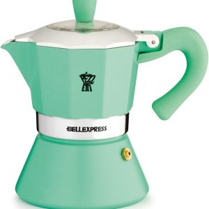 Italiaans koffiezetapparaat - PEZZETTI - BELLEXPRESS - Aluminium - 6 kopjes - Geschikt voor alle kookplaten inclusief inductie - Turquoise