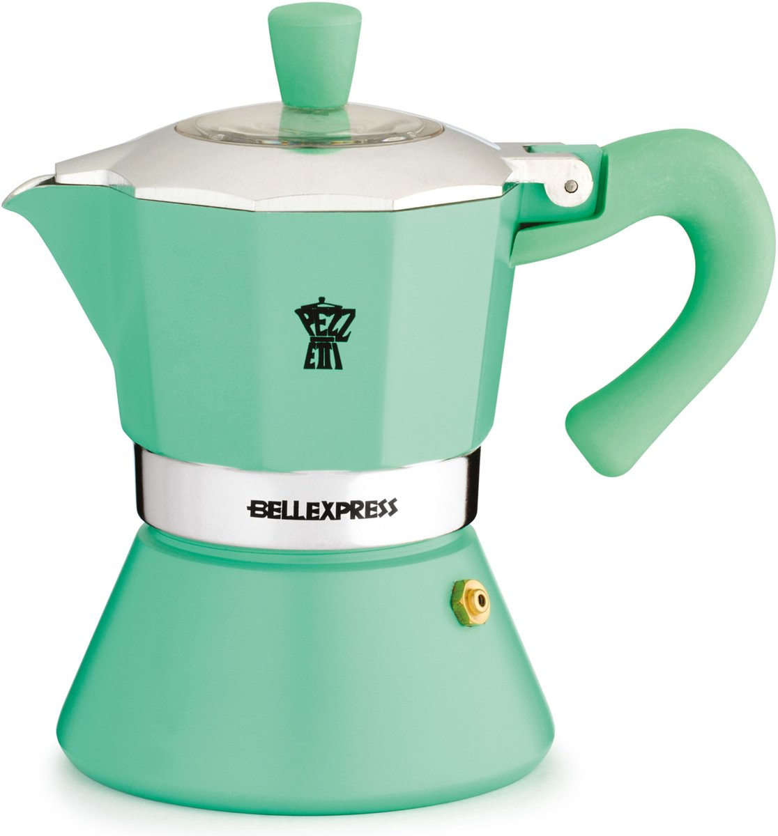 Italiaans koffiezetapparaat - PEZZETTI - BELLEXPRESS - Aluminium - 6 kopjes - Geschikt voor alle kookplaten inclusief inductie - Turquoise