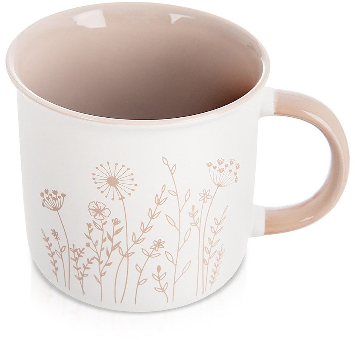 Orion Serie - Porseleinen Mok - 400ml - Klassiek Ontwerp - Kwiatowy Decor