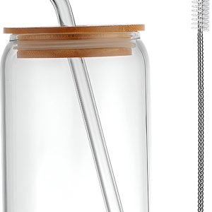 Somstyle Luxe Bubble Tea Cup - 400 ML - Ijskoffie Drinkbeker - Boba Beker - Glazen Rietjes - Transparant
