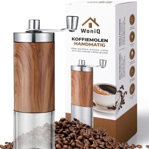 WoniQ Handmatige koffiemolen - Luxe Bonenmaler - Koffiemolen handmatig met verstelbare maalstanden - koffiebonen maler van sterk RVS - Keramisch Maalsysteem - Koffiemaler