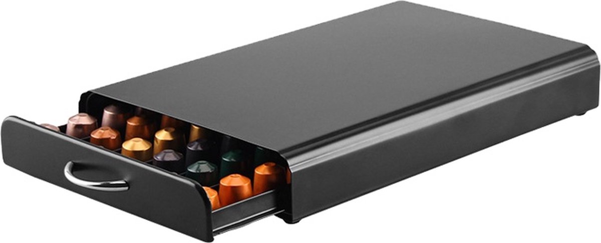 Xaptovi XXL 60 Cups - Capsule Houder met lade Voor Nespresso Cups - Espresso - Koffie Pad - RVS - Cups -van Zwart Metaal