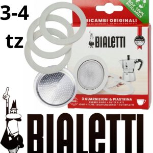 3 afdichtingen + 1 filter voor Bialetti 3-4 tz koffiezetapparaten