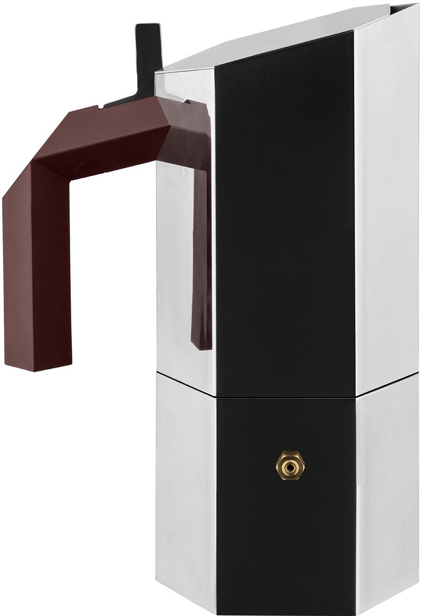 Alessi Menhir inductie espresso koffiemaker 6 kop + filter adaptor voor 3 kop