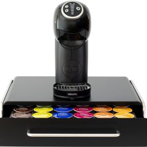 Capsulehouder met Lade - Koffiecups houder - Geschikt voor Dolce Gusto - 36 Cups - RVS - Zwart