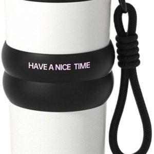 Luxe Thermosbeker met Rietje - 710ML - RVS 316 met Keramische Coating - Ijskoffie Beker & Travel Mug - Warm & Koud - Dubbelwandig Geïsoleerde Waterfles - BPA Vrij - Koffiebeker To Go - Smaakneutraal & Geurloos - Past in Bekerhouder Auto - Wit