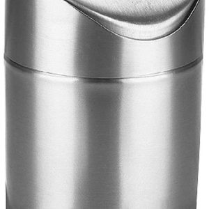 Mini Desktop Vuilnisbak met Deksel - Geborsteld RVS Swing Bin - 12 * 12 * 165 CM 15 L - Koffiepads Theezakjes
