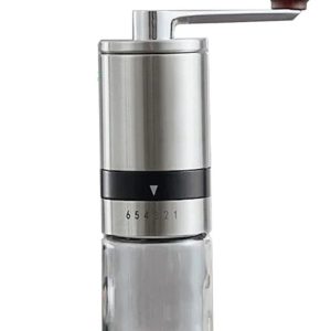 Sensova Handmatige Koffiemolen met 6 Maalstanden - Luxe Handkoffiemolen met Keramische Maalkern, RVS Behuizing en Glazen Opvangpot voor Versgemalen Koffie Thuis of Onderweg - Ook te gebruiken als Pepermolen