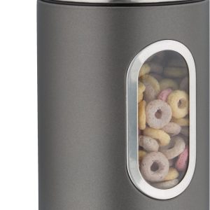 Voorraadbus met deksel - 1,4 liter - metaal - grijs