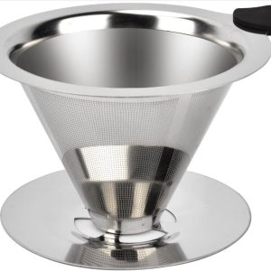 1 Stuk, Handgezet Koffiefilter, 304 Roestvrijstalen Koffiefilter, Onderbak, Conisch Koffiedruppelfilter,Rvs, Herbruikbaar Filter, Taps Toelopende Koffiemachine Filter, Geschikt Voor 1-2 Kopjes