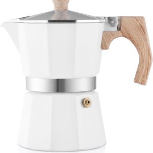 150ml 3-Kops Aluminium Moka Pot Fornuis Espressomachine - Klassiek Italiaans Design voor Italiaanse & Cubaanse Koffie, Geschikt voor Thuis & Kamperen - zwart
