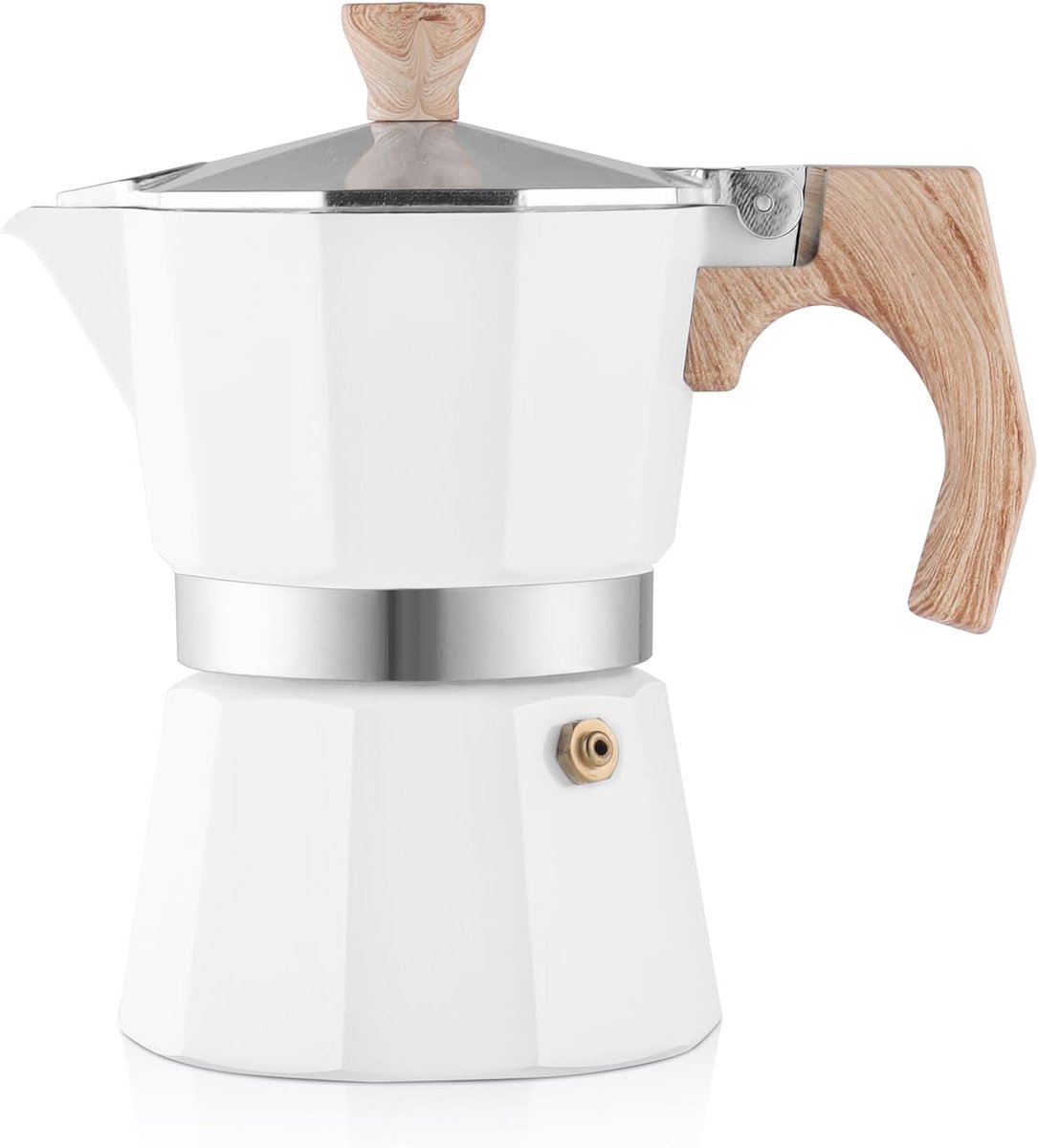 150ml 3-Kops Aluminium Moka Pot Fornuis Espressomachine - Klassiek Italiaans Design voor Italiaanse & Cubaanse Koffie, Geschikt voor Thuis & Kamperen - zwart