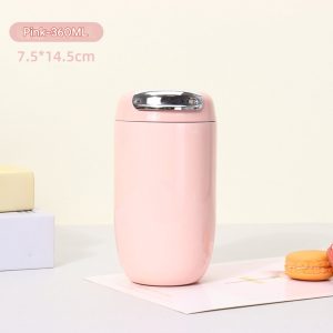 360 ml roestvrijstalen vacuüm geïsoleerde koffiemok met lekvrij deksel, geïsoleerde mok voor warme/ijskoffie, chocolademelk, thee, enz. (roze)