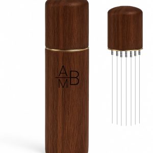Adore Maison Barista Koffie Verdeler - Donkerbruin - Espresso distributeur - Espresso Verdeler - Koffie Distributeur - Coffee Distributor - Accessoires voor Espressomachines - Luxe Houten Design met Gouden Rand - Perfecte Espresso Puck Distributie