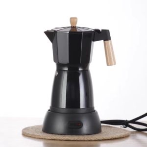 Elektrische espressomachine met afneembare voet, draagbare aluminium espressokan, geschikt voor thuis, cafés, buitengebruik en kantoor.