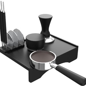 Espresso-aandrukmat, siliconen espresso-aandrukmat, kleine koffie-aandrukmat voor thuis, keuken, kantoor, bar, winkel, aanrecht, espressomachine, glad oppervlak, gemakkelijk schoon te maken, zwart, 7,7 x 5,8 inch