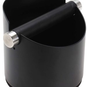 Espresso-tapbox, roestvrijstalen koffiemolen-tapbox met afneembare tapstang en antislip rubberen voet (zwart).