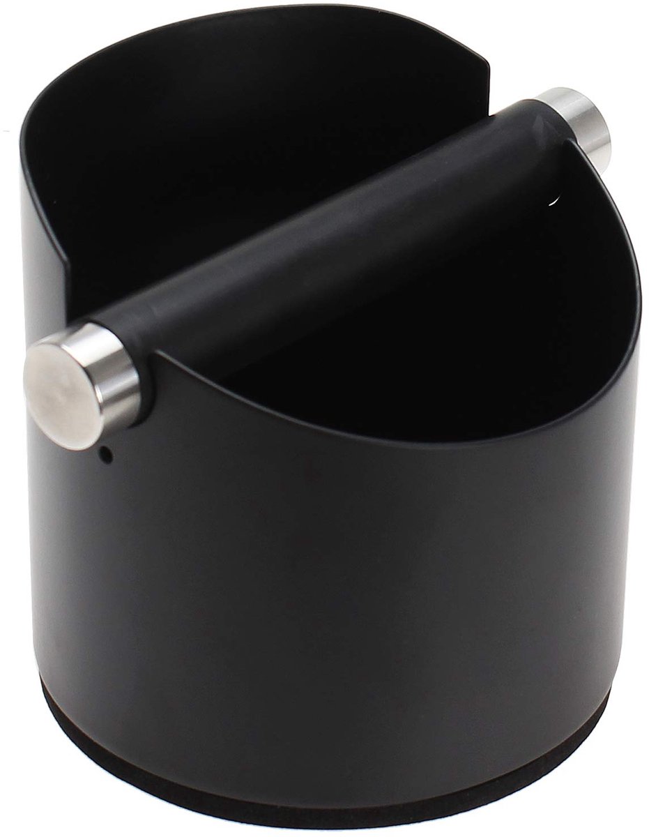 Espresso-tapbox, roestvrijstalen koffiemolen-tapbox met afneembare tapstang en antislip rubberen voet (zwart).