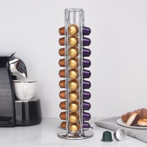 Geschikt voor 40 capsules-geschikt voor Nespresso-capsule- Mooie capsulehouder, koffiebonendispenser, elegant en 360 graden draaibaar
