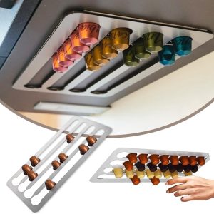 Geschikt voor Nespresso Originele Capsules - Koffiepodhouder (40 Pods Capaciteit) | Roestvrij Staal, Muurbevestigd (Zonder Gaten Boren), Ontkoppelbare Organizer voor Keukenopslag, Perfect voor Huis en Kantoor