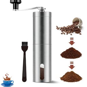 Handmatige Koffiemolen - Bonenmaler - Koffiemolen - Koffiebonen Maler - Koffiemaler - Koffiebonen Maler - Coffee Grinder - Koffiemolen Handmatig - Handmolen - 4 Verstelbare Standen - RVS - Maalsysteem - Met Kwast - Voor Kruiden Noten, Specerijen