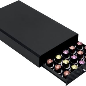 Intirilife Koffie capsule houder opberglade voor koffie capsules in zwart - lade compartiment lade box compatibel met Nespresso-capsules