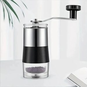 Kleine handmatige koffiemolen, compacte handkoffiemolen, roestvrijstalen koffiemolen, versgemalen apparaat voor op reis en kamperen.
