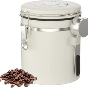 Koffie Bewaarbus - Met CO2 uitlaat - 1.2L - Voor 500 gr koffiebonen - Voor Koffie, Koffiebonen, Thee, Suiker, etc. - Koffieblikbewaarblik - Bewaarbus Koffie - CO² Ventilatie - Bewaarblik - Voorraadbussen - Voorraadblik - RVS
