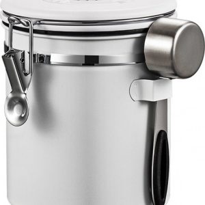 Koffie Bewaarbus - Met CO2 uitlaat - 1.2L - Voor 500 gr koffiebonen - Voor Koffie, Koffiebonen, Thee, Suiker, etc. - Koffieblikbewaarblik - Bewaarbus Koffie - CO² Ventilatie - Bewaarblik - Voorraadbussen - Voorraadblik - RVS