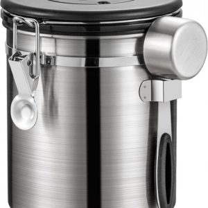 Koffie Bewaarbus - Met CO2 uitlaat - 1.2L - Voor 500 gr koffiebonen - Voor Koffie, Koffiebonen, Thee, Suiker, etc. - Koffieblikbewaarblik - Bewaarbus Koffie - CO² Ventilatie - Bewaarblik - Voorraadbussen - Voorraadblik - RVS