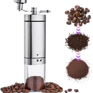 Koffiemolen Handmatig, Verstelbare Handkoffiemolen Roestvrijstalen Handkoffiemolen Keramische braam Koffiemolen met Opvouwbare Handgreep voor Koffie & Espresso