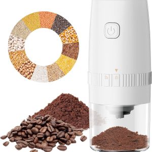 Koffiemolen-koffiemolen electrisch-kruidenmolen-elektrische koffiemolen - Draagbare zout- en pepermolen - Instelbare grofheid, Automatische USB oplaadbare koffiemolen voor keuken, grill en restaurant - Wit - 19x8 cm