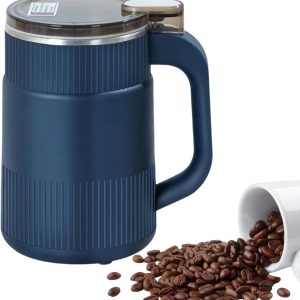 Koffiemolen van staal - 14,5 x 14,5 x 17 cm - Stille elektrische molen voor koffiebonen, specerijen - Compact ontwerp, eenvoudig te gebruiken - Krachtige motor - Maalfunctie - Geschikt voor keuken- en voedselgereedschap - Blauw
