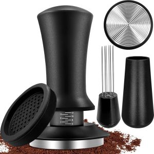Koffietamper - 51 Mm - Drukregelaar - Koffietamperset Met Tamperpadgereedschap - Roestvrij Staal - Koffietamper Met Gegradueerde Afstelling