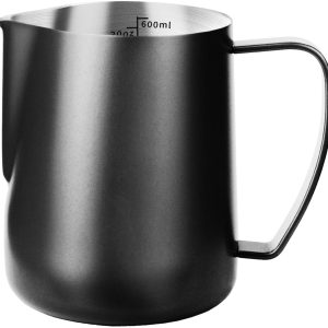 Maatbeker met spitse tuit - Maatbeker met schaalverdeling - Zwart 600ML - Maatbeker - Beker - Maatbeker - Roestvrij staal 304 - 13,2*9,5*12 cm (L x B x H) - Zilver - Voor nauwkeurig wegen en meten - Geschikt voor espressomachines, latte art, melk