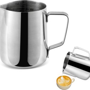Melkopschuimer - 350 ml - Handmelkopschuimer - Stoompot - Pot & Beker - RVS Opschuimer - Latte Art Stoompot - Espressomachine Accessoires - Barista Tools - Zilver