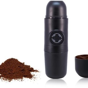 Mini-espressomachine - 20×6cm - Draagbare handmatige koffiezetter - met opvouwbare handgreep - Geschikt voor reizen, kamperen, thuiskantoor en buitengebruik - Zwart - 5stuk